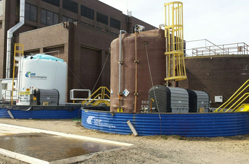 hydrogen peroxide and iron salt tanks